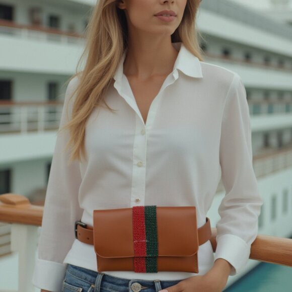 Alwaystyl4you Accessories - Women Brown Belt + Bag Wallet Fashion Accessory Day Night Look Travel Size S M